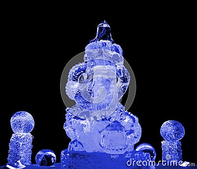 Guan Yu ice sculpture blue Editorial Stock Photo